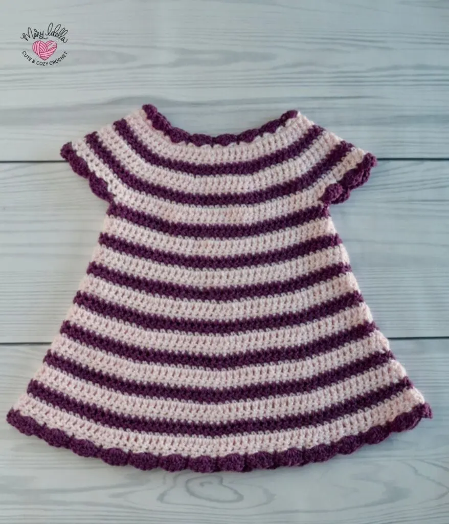Striped Spring Crochet Baby Dress by Cute and Cozy Crochet