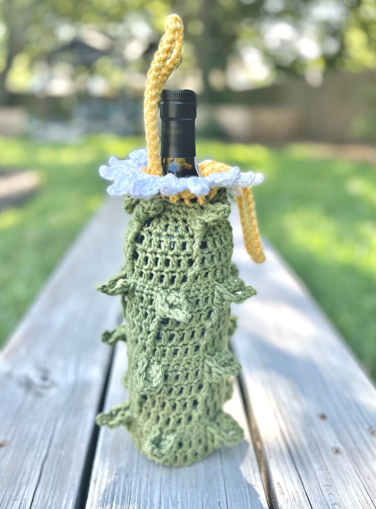 Darling Daisy Crochet Wine Bottle Cozy by SASS Crochet Designs