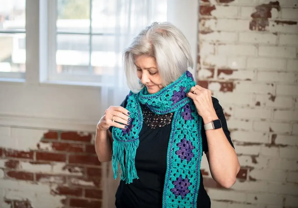 Granny Skinny Scarf by Madame Stitch