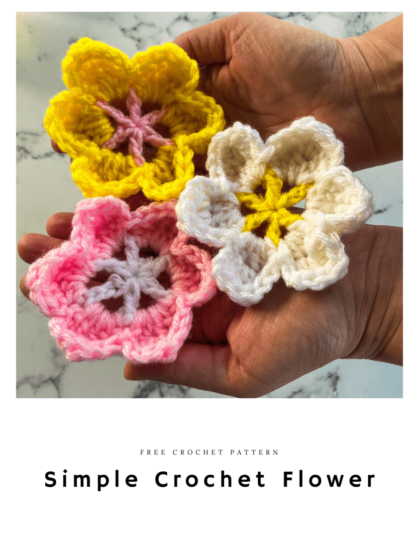 Free Simple Six Petal Crochet Flower Pattern: Quick Yarn Stash-Busting ...