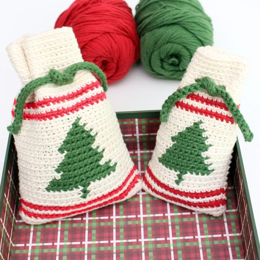 Crochet Christmas Tree Bag by Loops and Love Crochet