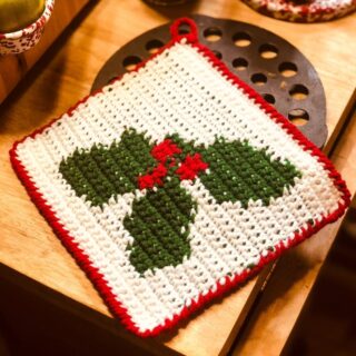 Holly Berry Tapestry Crochet Potholder