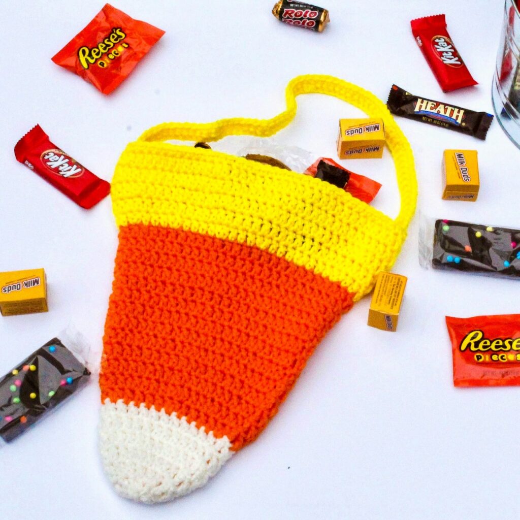 Halloween Candy Corn Crochet Trick-orTreat Bag