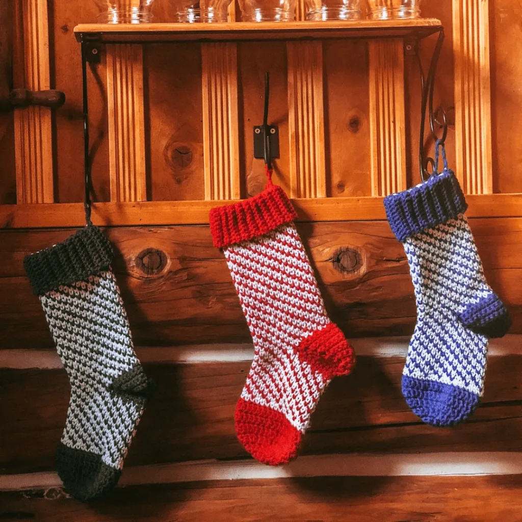 Stripes of Love Crochet Christmas Stocking