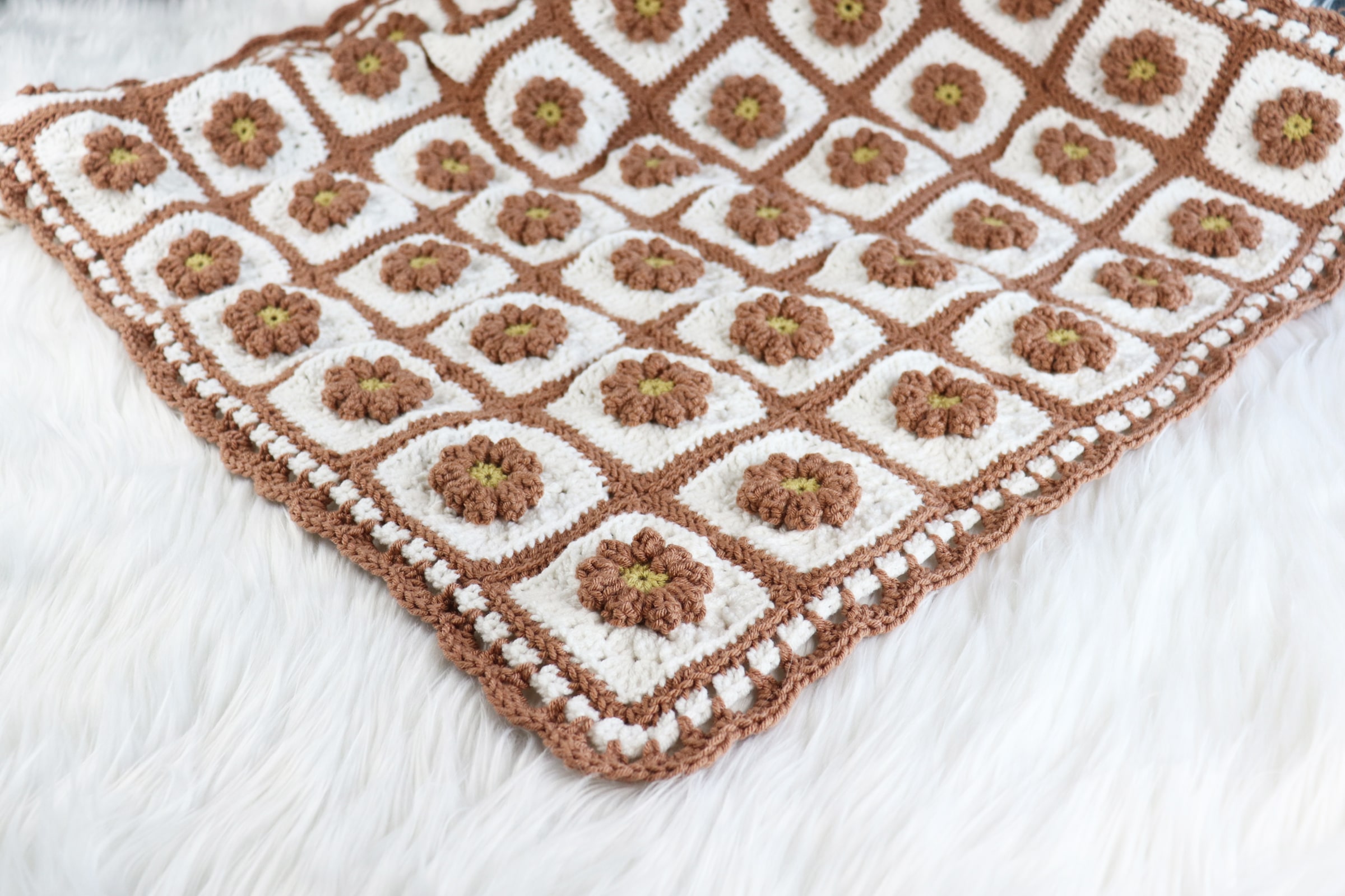 Wildflower Granny Square Crochet Blanket by Sweet Creek Patterns