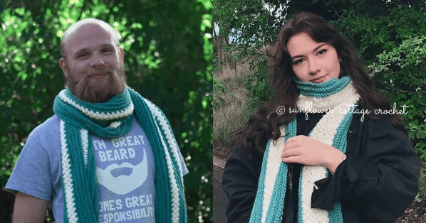 The Casey Set: His and Hers Crochet Scarves by Sunflower Cottage Crochet