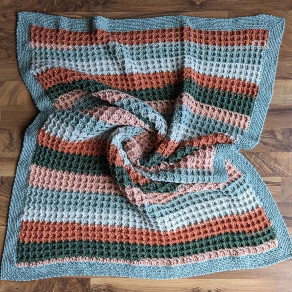 Crochet Waffle Stitch Baby Blanket by Dana Nield