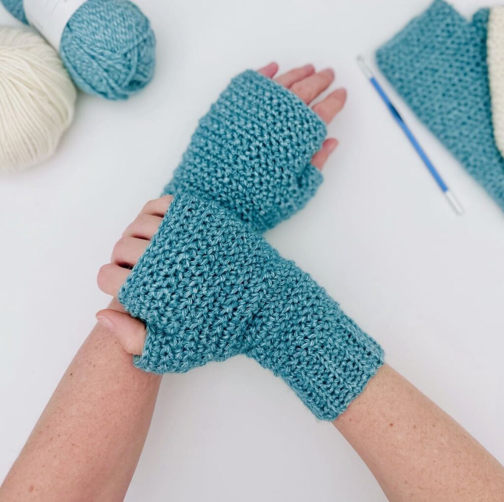 Freya Crochet Fingerless Gloves by Ned and Mimi