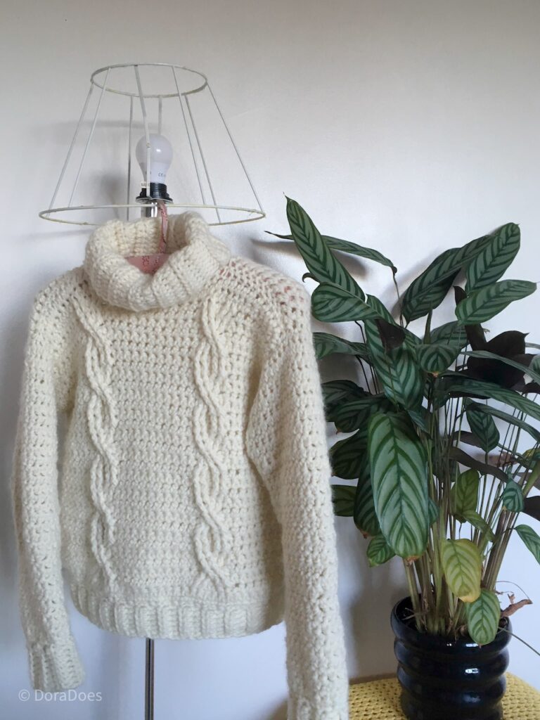 Straight and Narrow Crochet Cable Sweater by Dora Does