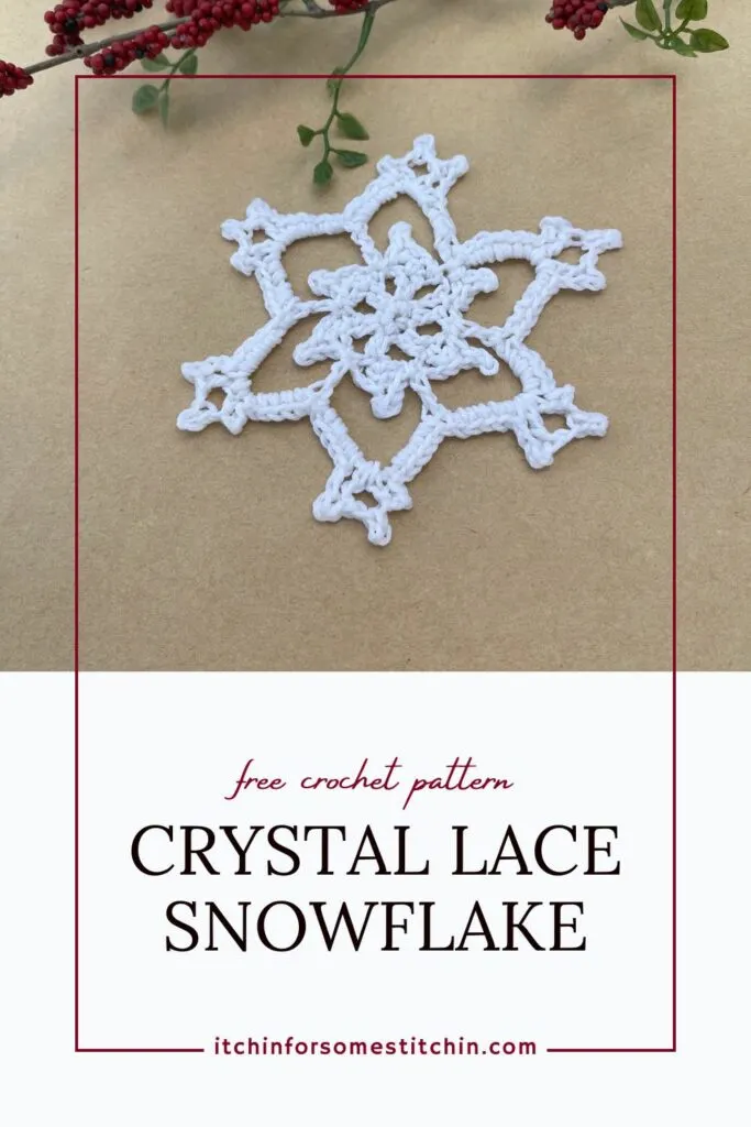 Crystal Lace Crochet Snowflake Pinterest Pin 1