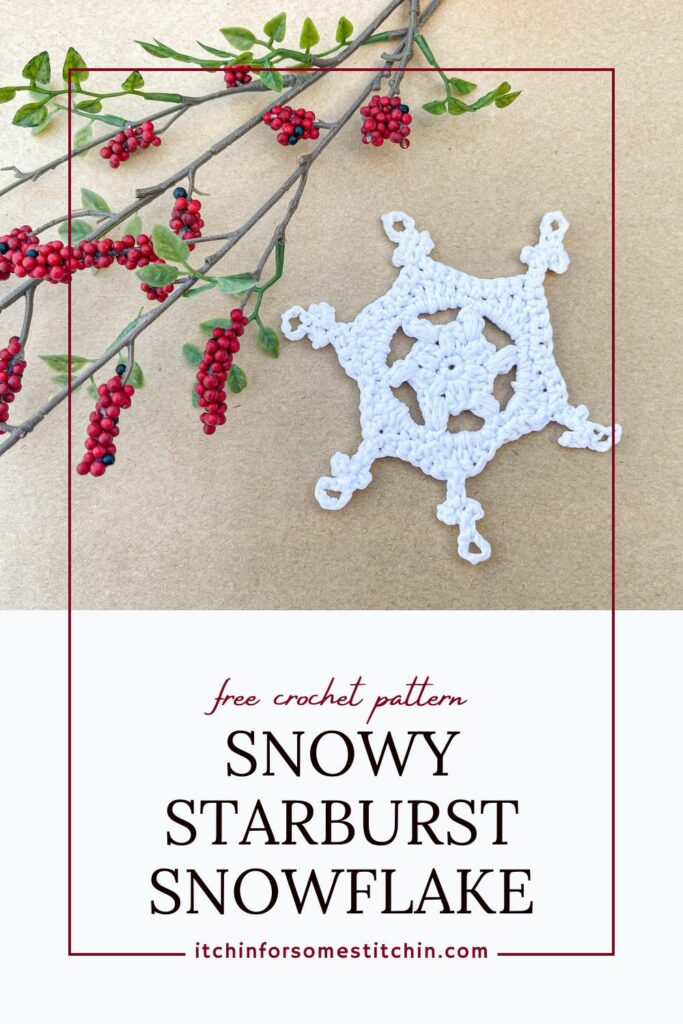 Crochet Snowflake 2 - Snowy Starburst Pinterest Pin 1