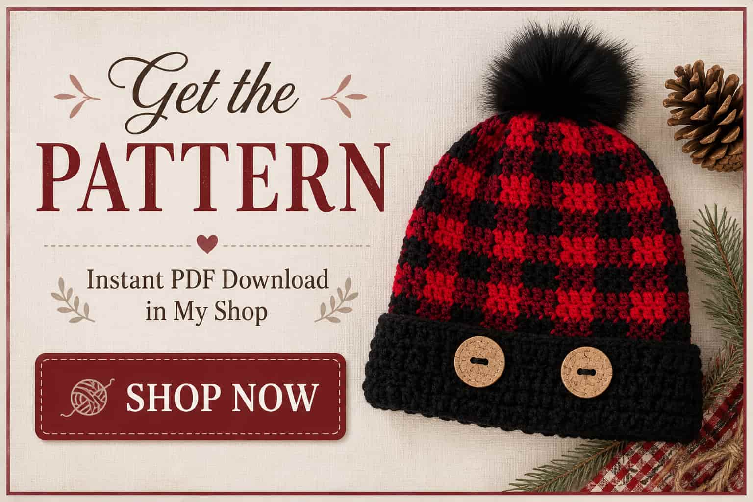 Get the Plaid Crochet Beanie Pattern instant PDF download in the Itchin' for Some Stitchin' shop.